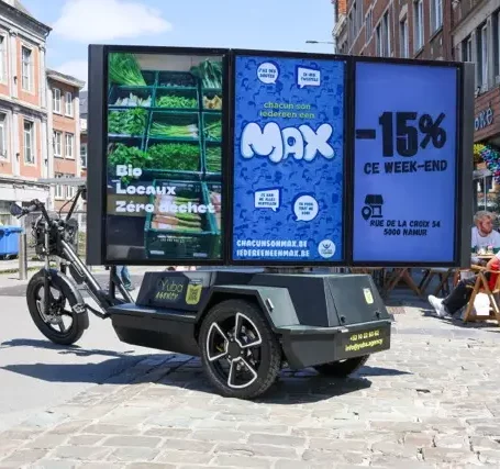 Vélo publicitaire à Namur en Mai